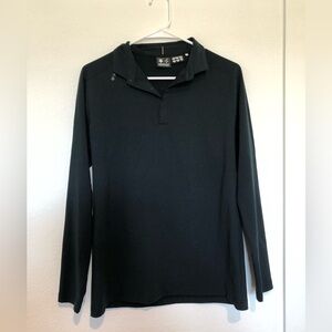 Descente Black Long-Sleeve Polo Small